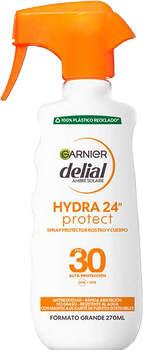 Spray przeciwsłoneczny Garnier Delial Hydra 24 Protect Spray Protector Rostro y Cuerpo Spf30 270 ml (3600542527378)
