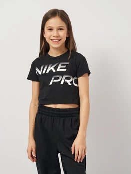 Подростковая укороченная футболка-топ для девочки Nike Pro G Nk Dfct Crop Se+ FN9691-010 147-158 см Black (196974753834)
