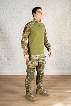 Форма тактическая убакс и штаны с наколенниками ХБ рип-стоп tactical Мультикам Олива (600) , M