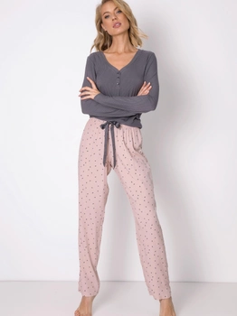 Піжама (лонгслів + штани) Aruelle Judy pajama long S Сірий/Рожевий (5904541434131)