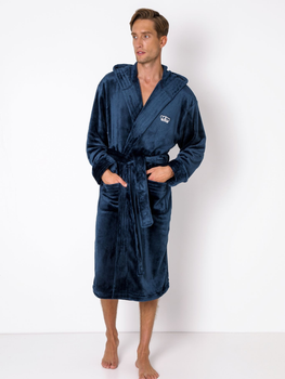 Szlafrok frotte męski Aruelle William bathrobe blue L Granatowy (5907479343094)