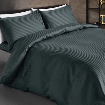 Комплект постельного белья Zastelli Полуторный 145х210 см 17-4405 Grey Stripe Сатин (2100000284443)