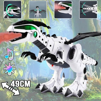 Детский интерактивный робот динозавр Era-Dino ходит, дышит паром, издает звук, со световыми эффектами 49см