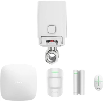 Комплект охранной сигнализации Ajax StarterKit 2 + Умный шаровой кран Ajax WaterStop 3/4" Белый (ASK2AW34W)