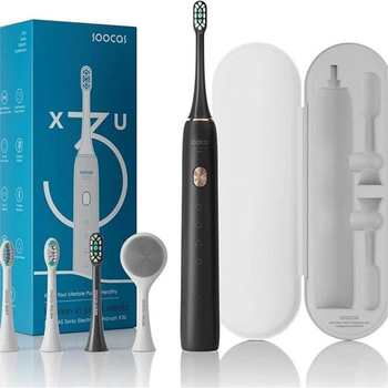 Звукова зубна щітка з футляром та 4-ма насадками SOOCAS X3U Blue Edition Global (Чорна)
