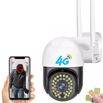 Камера видео наблюдения 4G FullHD уличная поворотная под SIM карту 5MP