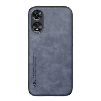 Шкіряний чохол - накладка X&E для Oppo A78 4G з металевою вставкою blue