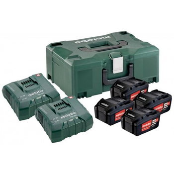 4 аккумуляторные батареи Metabo Li-Power Extreme емкостью 5.2 Ач + 2 быстрозарядных устройства ASC Ultra в кейсе MetaLoc (685106000)