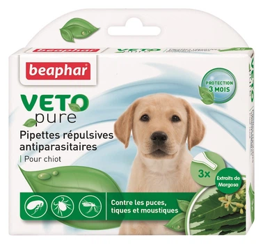 От блох и клещей Beaphar Bio Spot On Veto pure Капли от блох, клещей и комаров для щенков 1 пипетка по 1 мл (15611)