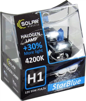 Лампочка галогенная H1 P14.5s 12V-55Вт (Solar) 4200K (Star Blue) (кт.2шт) 1241S2