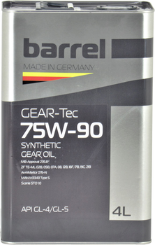 Трансмиссионное масло 75W-90 (Barrel) Gear-Tec 4л.