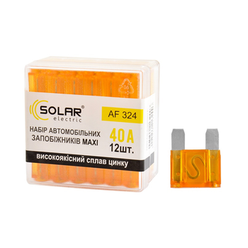 Набір запобіжників Solar "максі", цинковий сплав 40А, 12шт