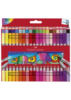 Фломастеры 40 цв. FABER CASTELL Fibre -Tip двусторонние (151140)