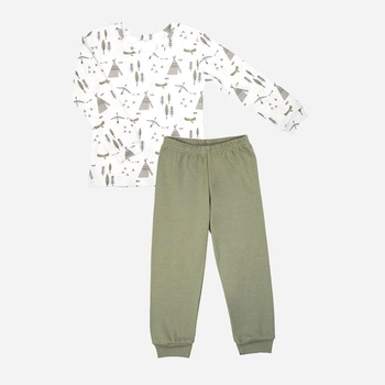 Piżama dziecięca (spodnie + bluza) Nicol 206036 110 cm Biały/Szary/Zielony (5905601017653)