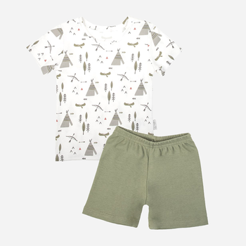 Komplet (t-shirt + spodenki) dla chłopca Nicol 206037 110 cm Biały/Szary/Zielony (5905601017752)