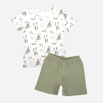Комплект (футболка + шорти) для хлопчика Nicol 206037 116 см Білий/Сірий/Зелений (5905601017769)