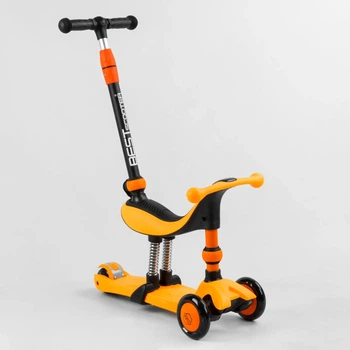 Дитячий самокат-біговел 3 в 1 Best Scooter BS-50584 Помаранчевий з батьківською ручкою управління