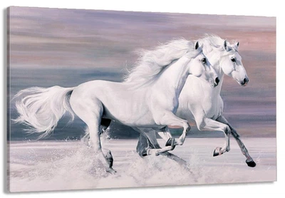 Картина на холсте в гостиную / спальню Пара Коней MLP_256 (30х60 см)