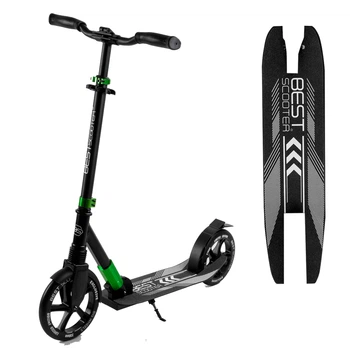 Двухколесный самокат Best Scooter 93427 складной, с амортизатором колес, ножной тормоз, черный