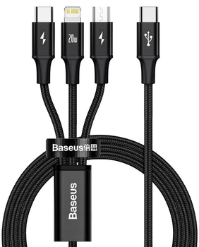 Kabel Baseus Rapid 3w1 micro-USB - Lightning - USB Type-C 1.5 m Black (CAMLT-SC01)
