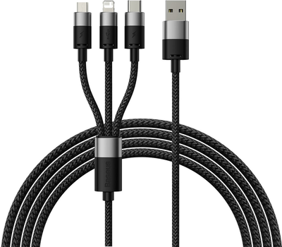 Kabel Baseus StarSpeed 3w1 USB Type-C - micro-USB - Lightning 1.2 m Black (CAXS000001)