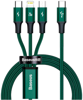 Кабель Baseus Rapid 3в1 micro-USB - Lightning - USB Type C 1.5 м Green (CAMLT-SC06)
