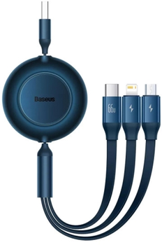 Кабель Baseus Bright Mirror 2 3в1 micro-USB - Lightning - USB Type C 1.1 м Blue (CAMJ010017)