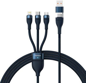 Кабель Baseus Flash 2 3в1 USB Type C - micro-USB - Lightning 1.2 м Blue (CASS030103)