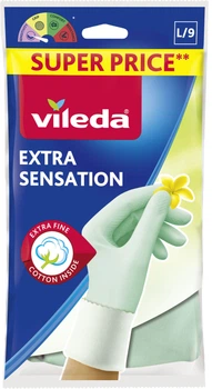Рукавички латексні Vileda Extra Sensation для делікатних робіт розмір L (4023103073944)