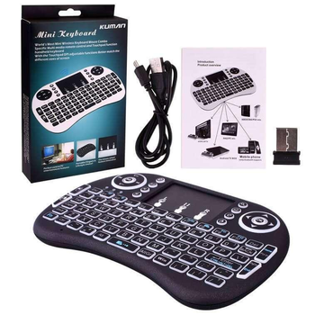 Клавиатура для телевизора KEYBOARD беспроводная с подсветкой (Через USB адаптер) Черная (893391)