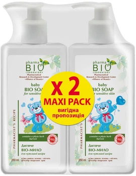 Упаковка детского BIO-мыла Pharma Bio Laboratory для чувствительной кожи 250 мл х 2 шт (ROZ6400230382)