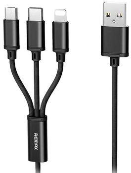 Kabel Remax Kerolla 3w1 USB Type-C - micro-USB 1 m Black (RC-094th)