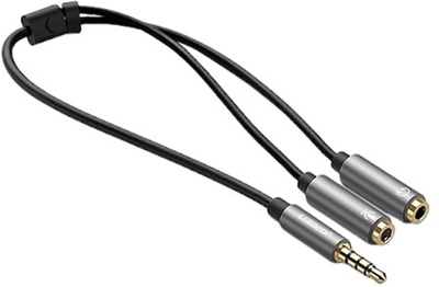 Kabel Ugreen mini jack 3.5 mm - 2 x mini jack 3.5 mm 0.2 m Black (6957303836192)