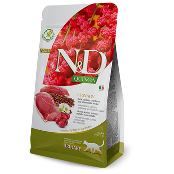 Сухий корм Farmina N&D Quinoa Urinary Duck & Cranberry Adult Cat Сухий корм-дієта з качкою, кіноа, журавлиною та ромашкою для дорослих котів для профілактики сечокам'яної хвороби 300 г (179467)