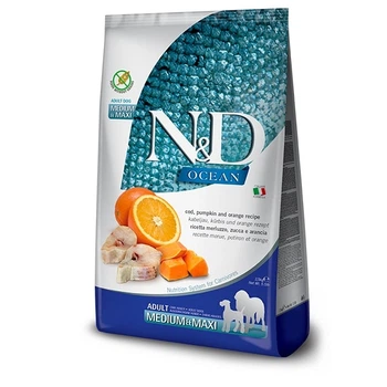 Сухой корм Farmina N&D Ocean Cod, Pumpkin & Orange Adult Medium & Maxi Беззерновой сухой корм с треской и апельсином для собак средних и крупных пород 12 кг (178968)