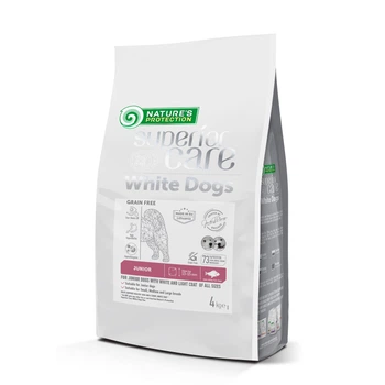 Сухий корм Nature's Protection Superior Care White Dogs Grain Free White Fish Junior All Sizes Сухий беззерновий корм з білою рибою для зростаючих собак усіх розмірів з білою шерстю 4 кг (NPSC47596)