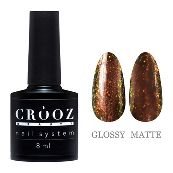 Гель-лак Crooz Mercury Cat Eye №6 розово-персиково-золотой с поталью, 8 мл