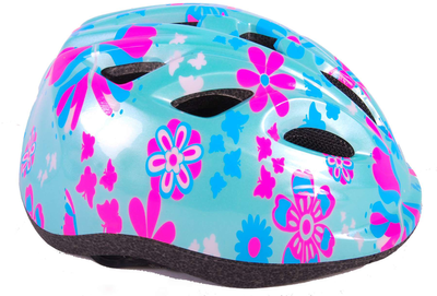 Велосипедний шолом Volare Kids XS 47-51 см Зелений з рожевими квітами (8715347008252)