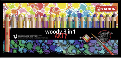 Набір кольорових олівців Stabilo Woody 3 in 1 Arty Assorted18 шт (4006381547161)