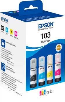 Комплект чорнила Epson 103, Black / Cyan / Magenta / Yellow, для L1110/L3100/L3101/L3110/L3150/L3151/L3156/L3160/L3260/L3266/L5190/L5290, 4x65 мл (C13T00S64A)