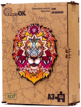 Пазл дерев'яний PuzzleOK Африканський лев 64 елементи (4821993007205)