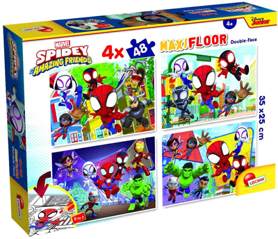 Puzzle dwustronne Lisciani Maxi Floor Marvel Spidey 4 x 48 elementy (8008324100378)