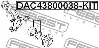 Подшипник ступицы колеса передний VOLKSWAGEN SHARAN (7M8/7M9/7M6) 1995-2010 FEBEST DAC43800038-KIT