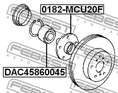 Подшипник ступицы колеса задний TOYOTA HIGHLANDER GSU45/GVU48/MHU48 4WD 2007- FEBEST DAC45860045