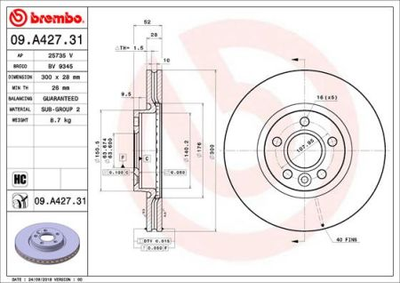 Тормозные диски Brembo 09.A427.31