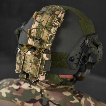Карман-противовес с липучками на шлем / Подсумок на каску пиксель размер 8,5х11х3 см