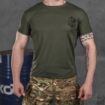 Потоотводящая мужская футболка Coolmax с принтом "Верный навсегда" олива размер M