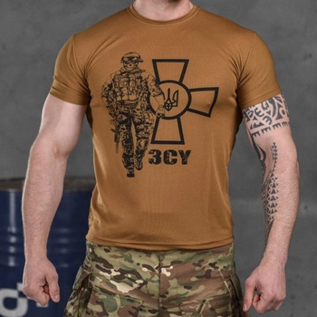 Потовідвідна чоловіча футболка Coolmax з принтом "Сoлдaт" койот розмір XL
