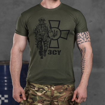 Потоотводящая мужская футболка Coolmax с принтом "Сoлдaт" олива размер L
