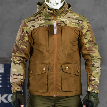 Чоловіча куртка демісезонна ріп-стоп "7.62 tactical combo" зі знімним капюшоном мультикам койот розмір XL